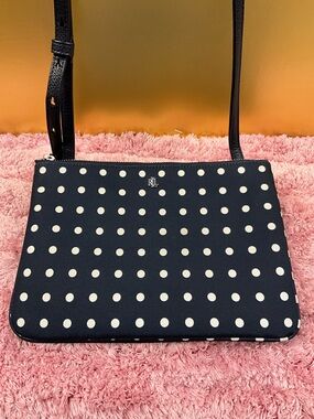 Ralph Lauren Navy and White Polka Dot Crossbody Bag